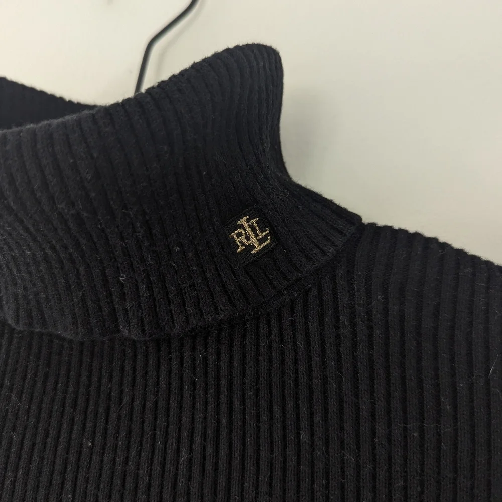 Lauren Ralph Lauren Vintage Turtleneck Striped Ribbed Sweater Speckled Gold - Picture 4 of 9